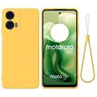 For Motorola Moto G04 / G24 Pure Color Liquid Silicone Shockproof Phone Case(Yellow) - 1