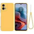 For Motorola Moto G34 Pure Color Liquid Silicone Shockproof Phone Case(Yellow) - 1
