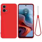 For Motorola Moto G34 Pure Color Liquid Silicone Shockproof Phone Case(Red) - 1