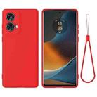 For Motorola Moto G85 Pure Color Liquid Silicone Shockproof Phone Case(Red) - 1