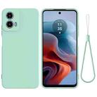 For Motorola Moto G45 Pure Color Liquid Silicone Shockproof Phone Case(Green) - 1