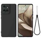 For Motorola Moto G75 Pure Color Liquid Silicone Shockproof Phone Case(Black) - 1