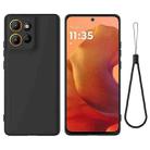For Motorola Moto G15 Pure Color Liquid Silicone Shockproof Phone Case(Black) - 1