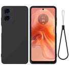 For Motorola Moto G04S 4G / E14 4G Solid Color Liquid Silicone Dropproof Full Coverage Phone Case(Black) - 1