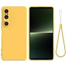 For Sony Xperia 1 VI Pure Color Liquid Silicone Shockproof Phone Case(Yellow) - 1