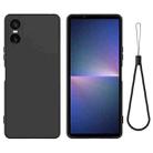 For Sony Xperia 10 VI Pure Color Liquid Silicone Shockproof Phone Case(Black) - 1