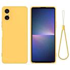 For Sony Xperia 10 VI Pure Color Liquid Silicone Shockproof Phone Case(Yellow) - 1