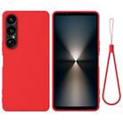 For Sony Xperia 1 VII Pure Color Liquid Silicone Shockproof Phone Case(Red) - 1