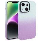 For iPhone 14 Gradient Starry Silicone Phone Case with Lens Film(White Purple) - 1