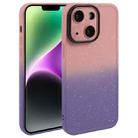 For iPhone 14 Plus Gradient Starry Silicone Phone Case with Lens Film(Pink Purple) - 1