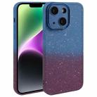 For iPhone 14 Plus Gradient Starry Silicone Phone Case with Lens Film(Blue Red) - 1