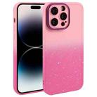 For iPhone 14 Pro Gradient Starry Silicone Phone Case with Lens Film(Pink Red) - 1