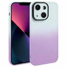 For iPhone 13 Gradient Starry Silicone Phone Case with Lens Film(White Purple) - 1