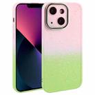For iPhone 13 Gradient Starry Silicone Phone Case with Lens Film(Pink Green) - 1