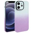 For iPhone 12 Gradient Starry Silicone Phone Case with Lens Film(White Purple) - 1