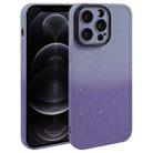 For iPhone 12 Pro Max Gradient Starry Silicone Phone Case with Lens Film(Grey Purple) - 1