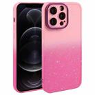 For iPhone 12 Pro Max Gradient Starry Silicone Phone Case with Lens Film(Pink Red) - 1