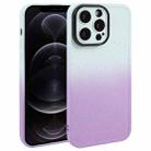 For iPhone 12 Pro Max Gradient Starry Silicone Phone Case with Lens Film(White Purple) - 1