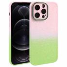 For iPhone 12 Pro Max Gradient Starry Silicone Phone Case with Lens Film(Pink Green) - 1
