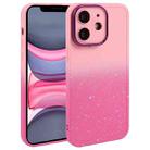 For iPhone 11 Gradient Starry Silicone Phone Case with Lens Film(Pink Red) - 1