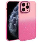 For iPhone 11 Pro Max Gradient Starry Silicone Phone Case with Lens Film(Pink Red) - 1