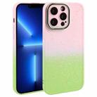 For iPhone 13 Pro Gradient Starry Silicone Phone Case with Lens Film(Pink Green) - 1