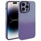 For iPhone 15 Pro Gradient Starry Silicone Phone Case with Lens Film(Grey Purple) - 1