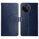 For Realme 11 4G Global HT01 Y-shaped Pattern Flip Leather Phone Case(Blue) - 1