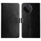 For Realme 11 4G Global HT01 Y-shaped Pattern Flip Leather Phone Case(Black) - 1