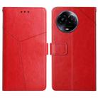 For Realme 11 5G Global HT01 Y-shaped Pattern Flip Leather Phone Case(Red) - 1