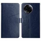 For Realme 11 5G Global HT01 Y-shaped Pattern Flip Leather Phone Case(Blue) - 1