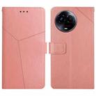 For Realme 11 5G Global HT01 Y-shaped Pattern Flip Leather Phone Case(Pink) - 1