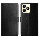 For Realme C53 HT01 Y-shaped Pattern Flip Leather Phone Case(Black) - 1