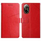 For Realme C67 4G HT01 Y-shaped Pattern Flip Leather Phone Case(Red) - 1