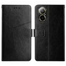 For Realme C67 4G HT01 Y-shaped Pattern Flip Leather Phone Case(Black) - 1