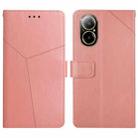 For Realme C67 4G HT01 Y-shaped Pattern Flip Leather Phone Case(Pink) - 1