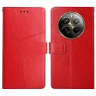 For Realme 12 Pro/12 Pro+ Global HT01 Y-shaped Pattern Flip Leather Phone Case(Red) - 1