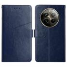 For Realme 12 Pro/12 Pro+ Global HT01 Y-shaped Pattern Flip Leather Phone Case(Blue) - 1