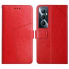 For Realme C65 4G HT01 Y-shaped Pattern Flip Leather Phone Case(Red) - 1