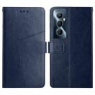 For Realme C65 4G HT01 Y-shaped Pattern Flip Leather Phone Case(Blue) - 1