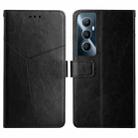 For Realme C65 4G HT01 Y-shaped Pattern Flip Leather Phone Case(Black) - 1