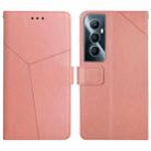 For Realme C65 4G HT01 Y-shaped Pattern Flip Leather Phone Case(Pink) - 1