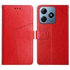 For Realme C63 4G Global/ C61 HT01 Y-shaped Pattern Flip Leather Phone Case(Red) - 1