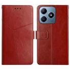 For Realme C63 4G Global/ C61 HT01 Y-shaped Pattern Flip Leather Phone Case(Brown) - 1