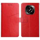 For Realme C63 5G HT01 Y-shaped Pattern Flip Leather Phone Case(Red) - 1