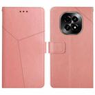 For Realme C63 5G HT01 Y-shaped Pattern Flip Leather Phone Case(Pink) - 1