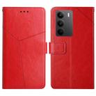 For Realme C75 4G HT01 Y-shaped Pattern Flip Leather Phone Case(Red) - 1