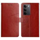 For Realme C75 4G HT01 Y-shaped Pattern Flip Leather Phone Case(Brown) - 1