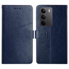 For Realme C75 4G HT01 Y-shaped Pattern Flip Leather Phone Case(Blue) - 1