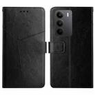 For Realme C75 4G HT01 Y-shaped Pattern Flip Leather Phone Case(Black) - 1